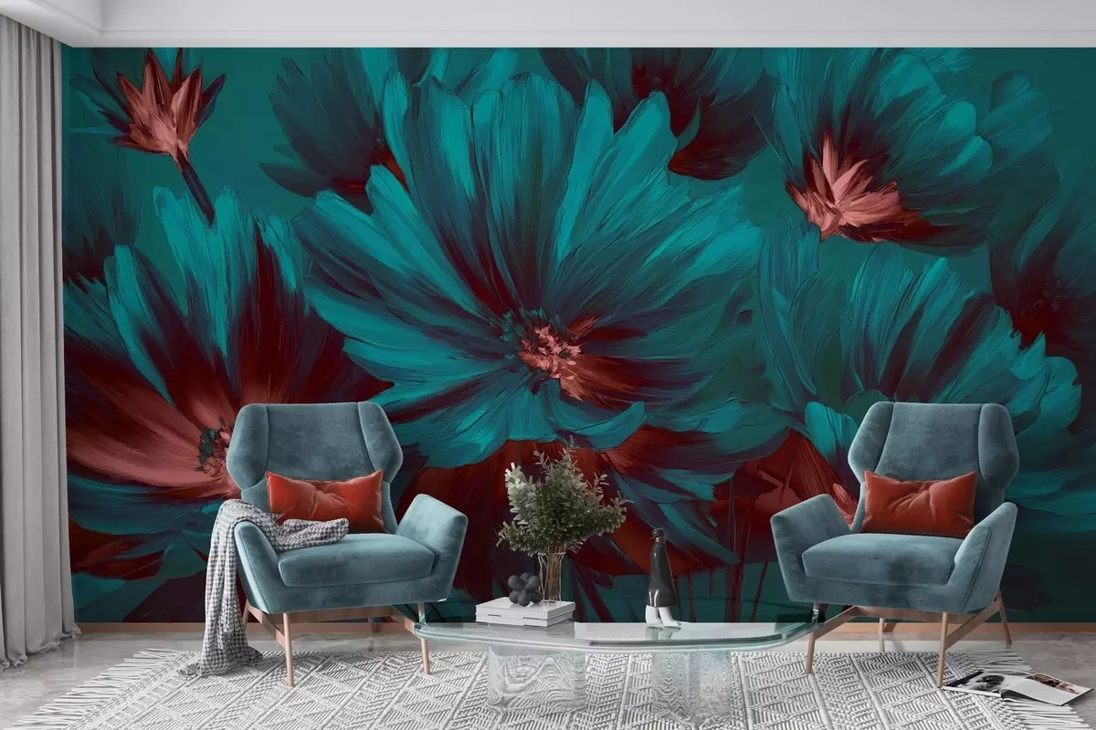 murales de pared flores abstractas w04670v3