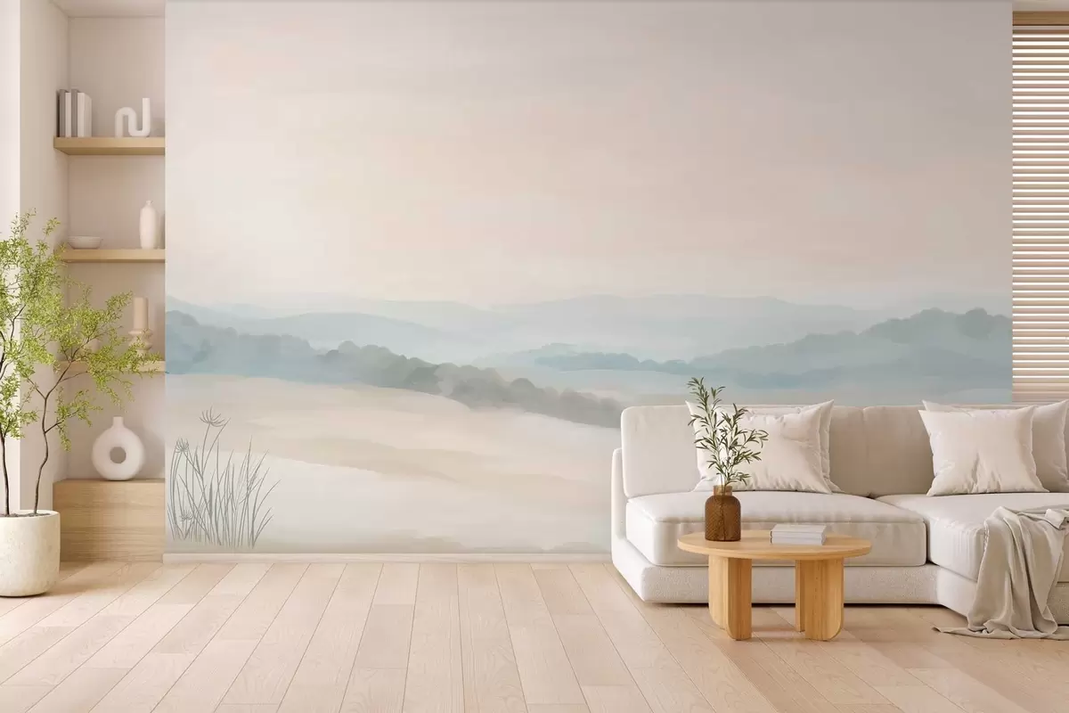 murales de pared paisaje minimalista luminoso al estilo de la pintura w04624