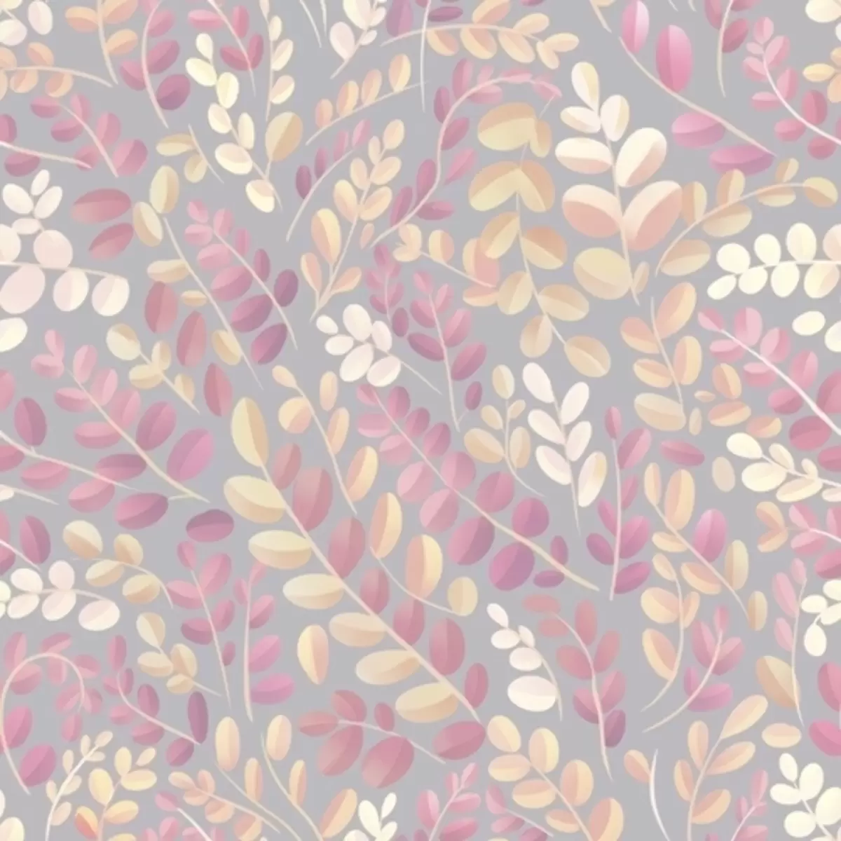 Papel pintado Ramitas en tonos pastel con follaje rosa-melocotón sobre fondo gris a00799v1