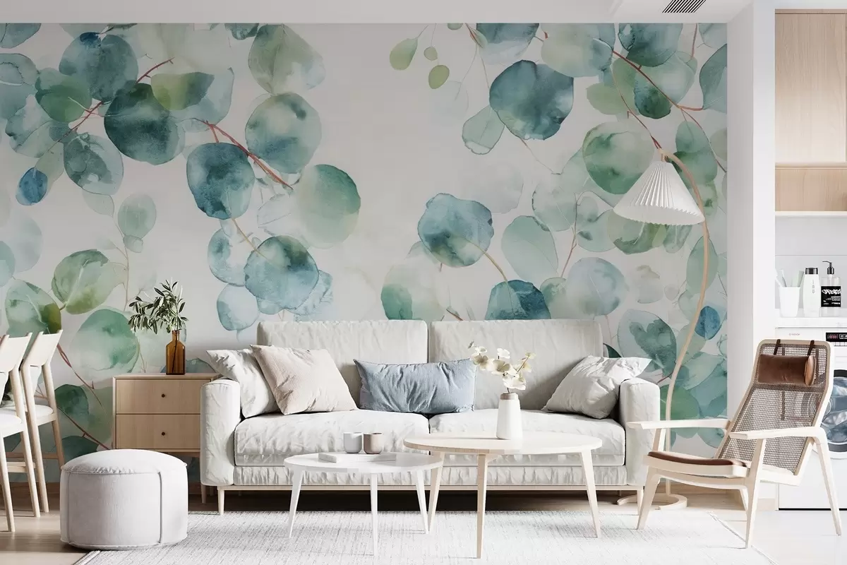 murales de pared Hojas de eucalipto acuarela w04690