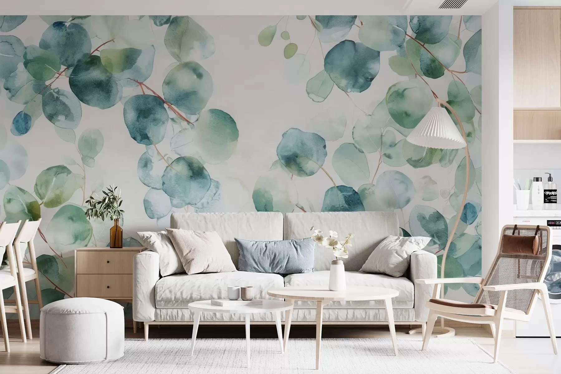 murales de pared Hojas de eucalipto acuarela w04690