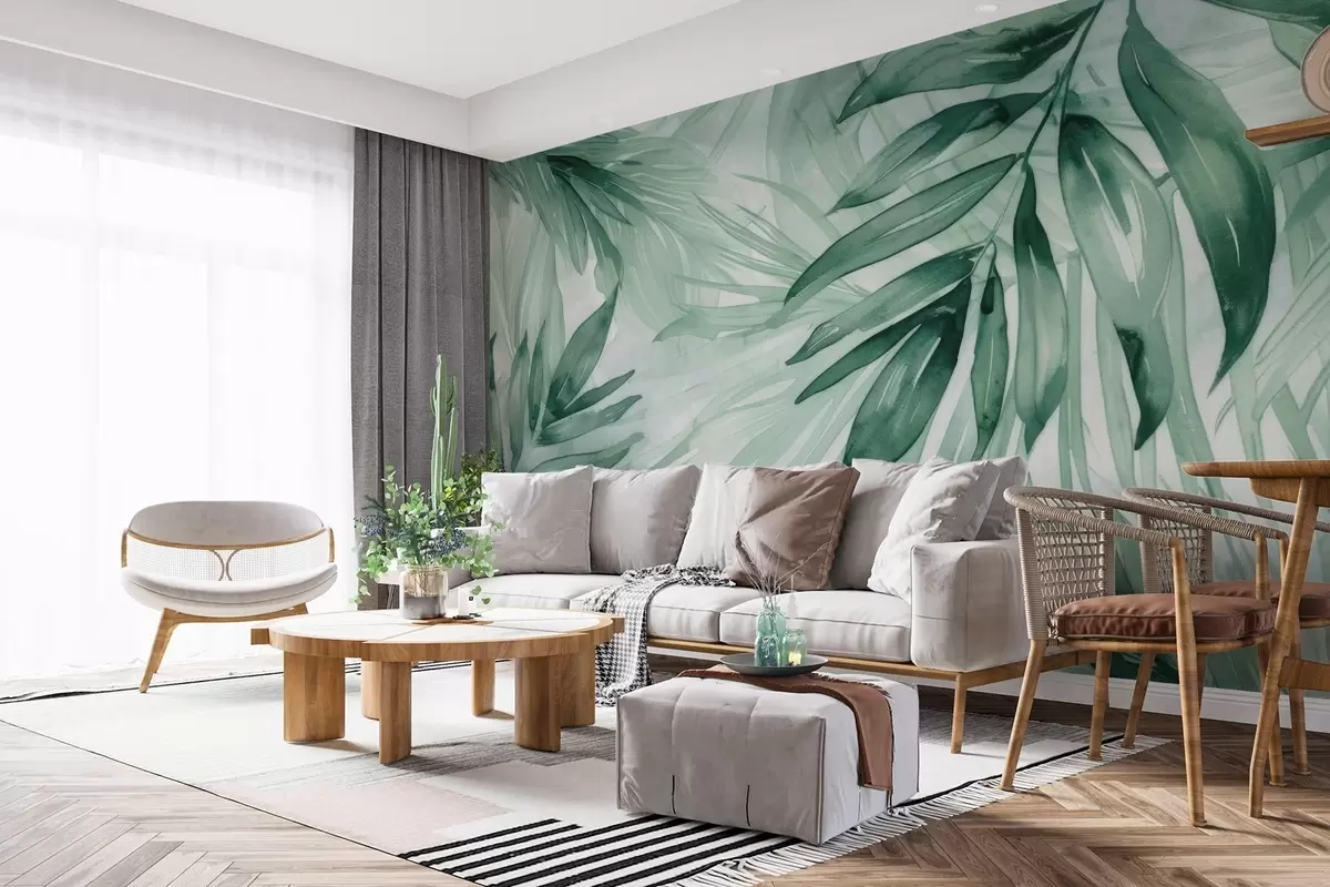 murales de pared Hojas de helecho acuarela w04694