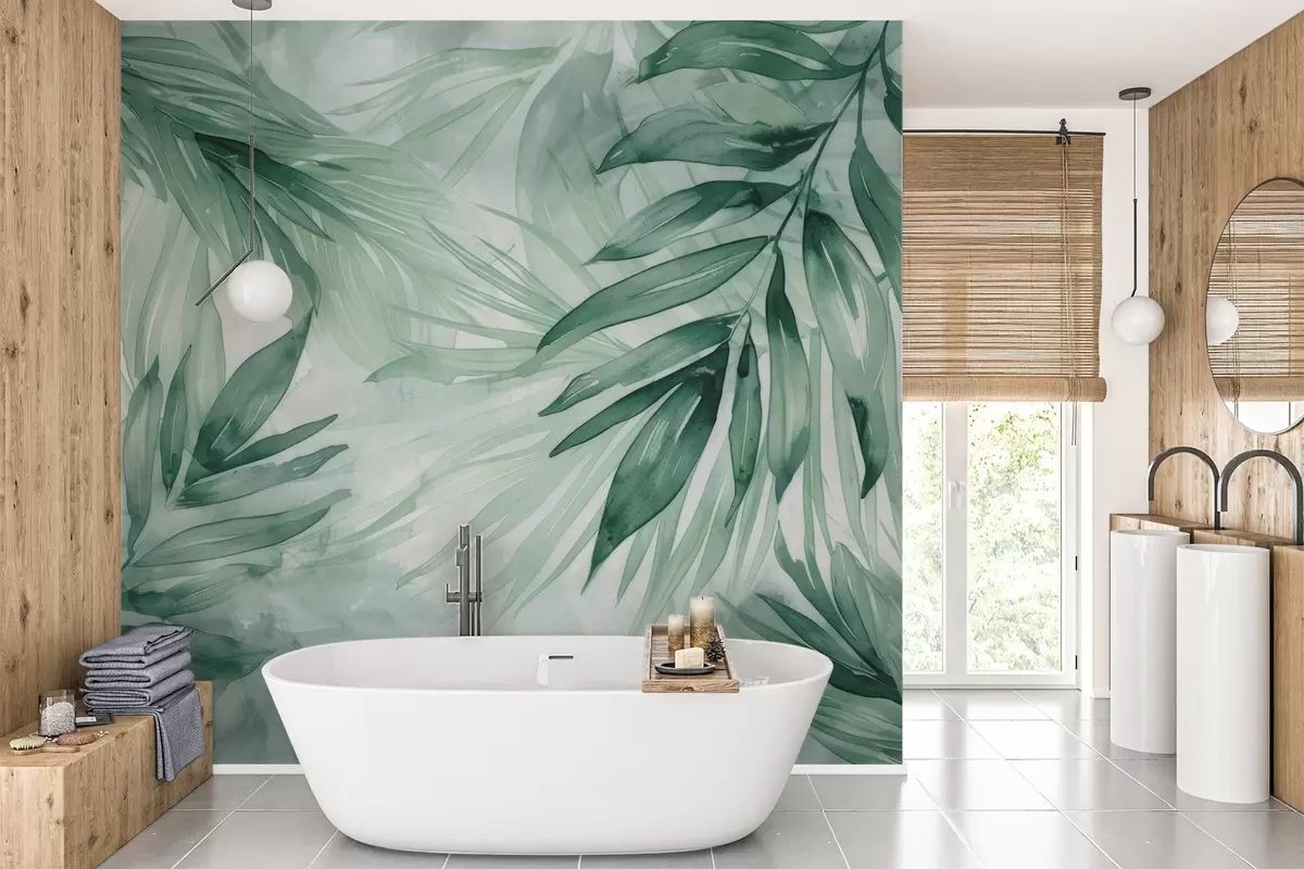 murales de pared Hojas de helecho acuarela w04694