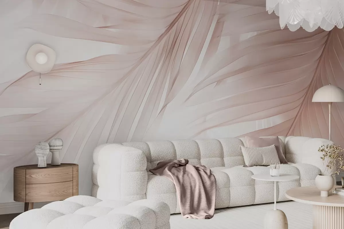 murales de pared Hojas de helecho en tonos rosados w04727v2