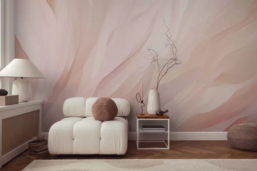 murales de pared Pinceladas abstractas suaves en tonos rosa pastel y melocotón w04731