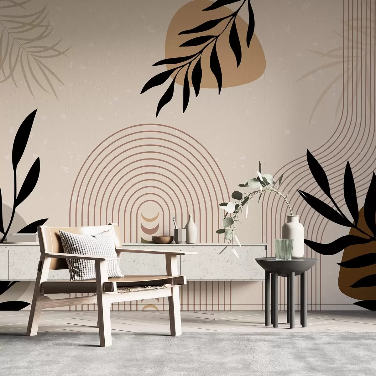 murales de pared Resumen con plantas w04745