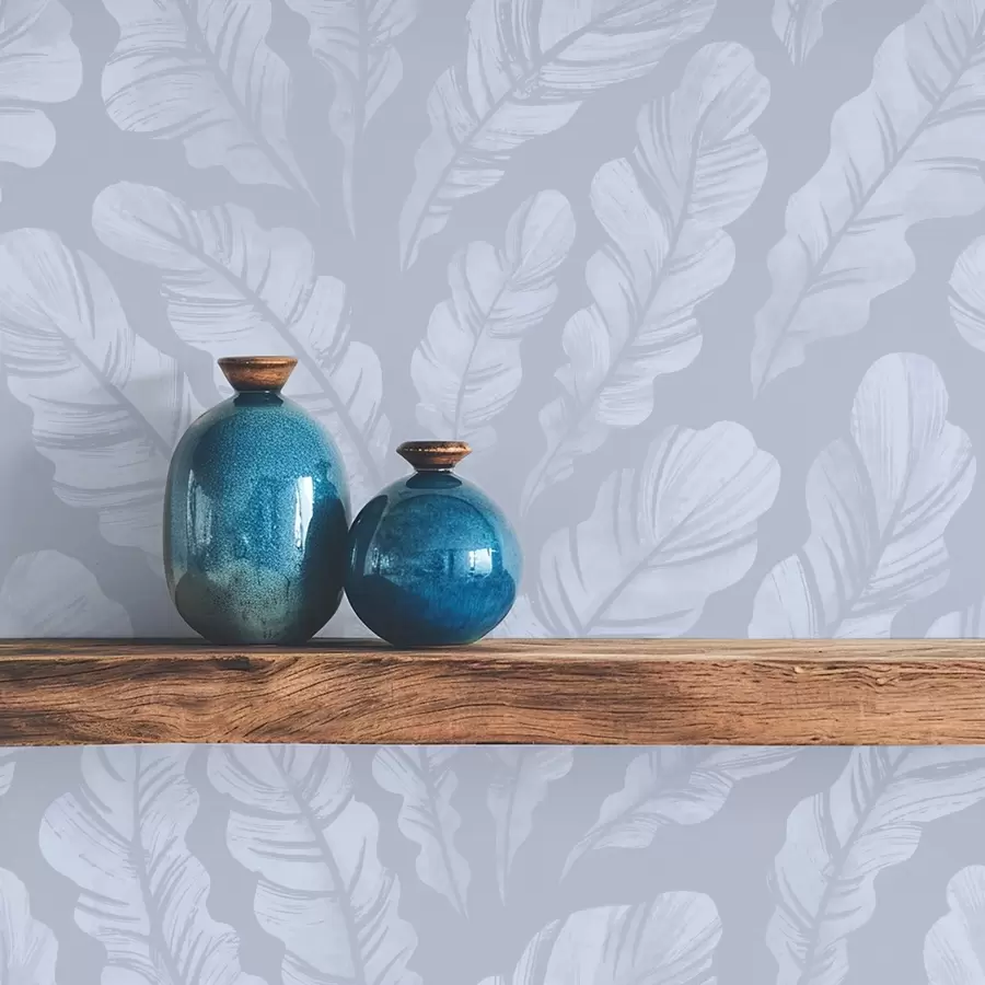 murales de pared Plumas grandes en tonos azul claro y gris. a00839v1