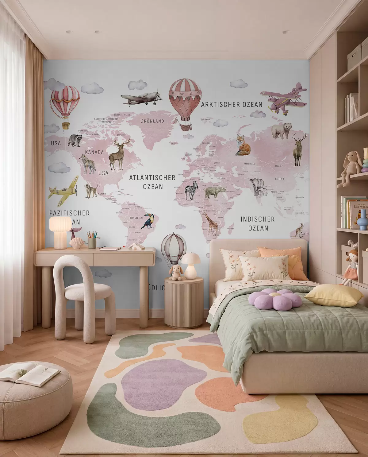 murales de pared Atlas rosa en alemán c00001dev3