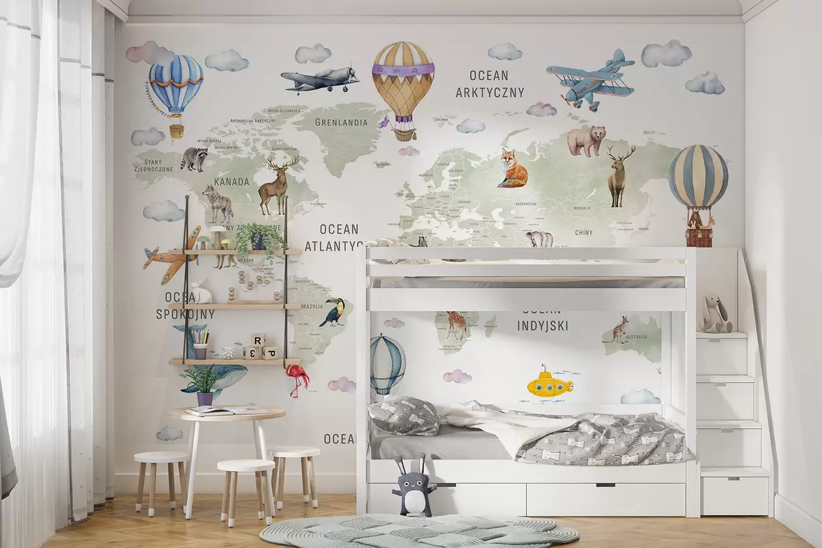 murales de pared Atlas verde en polaco c00001pl