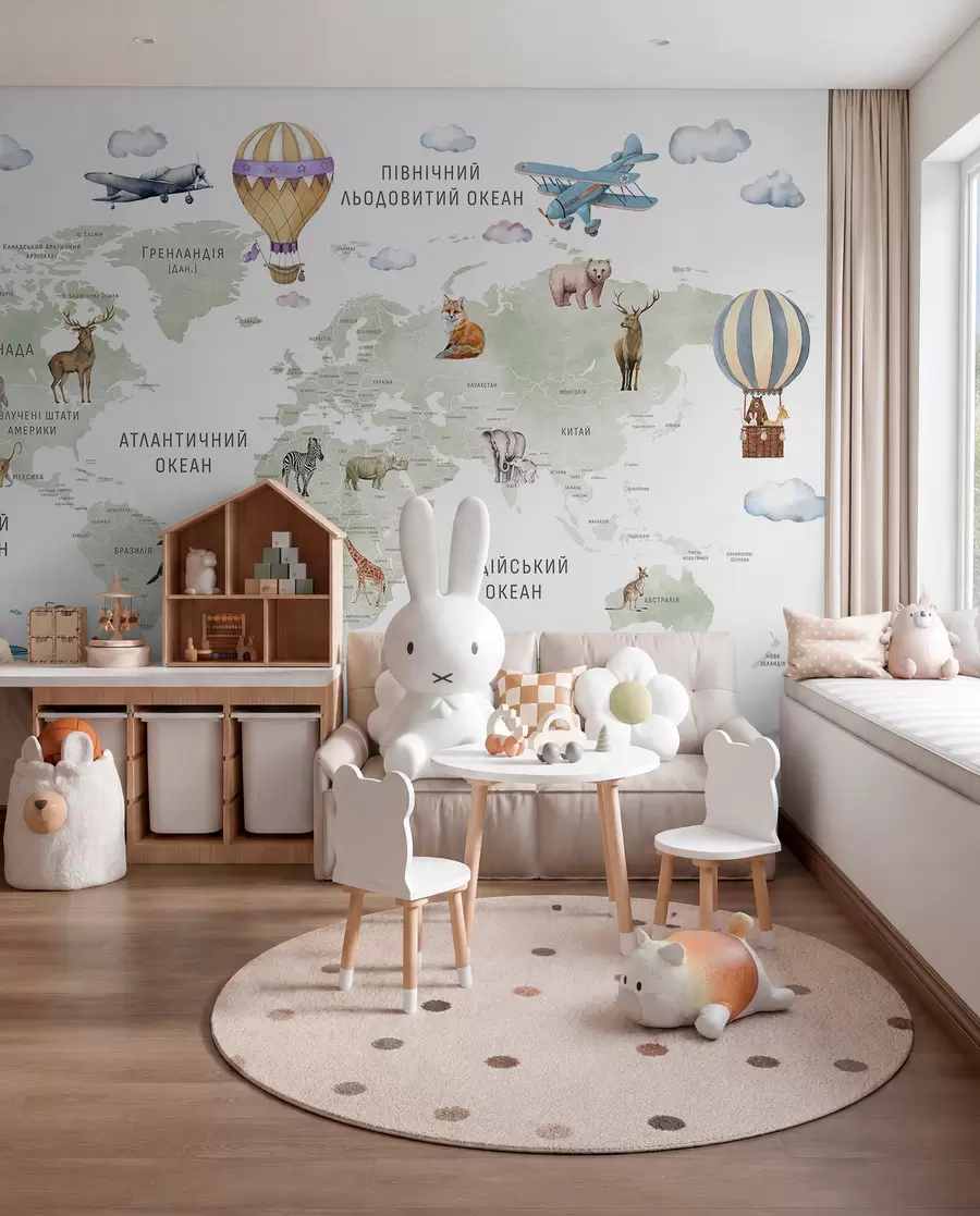 murales de pared Atlas verde en ucraniano c00001uk