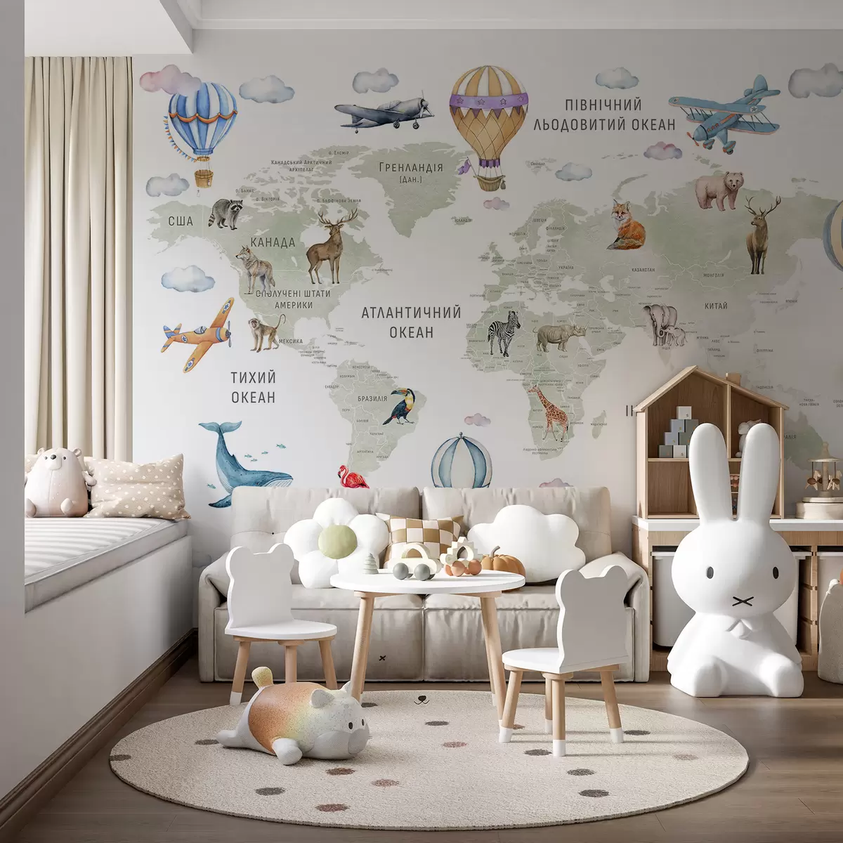 murales de pared Atlas verde en ucraniano c00001uk