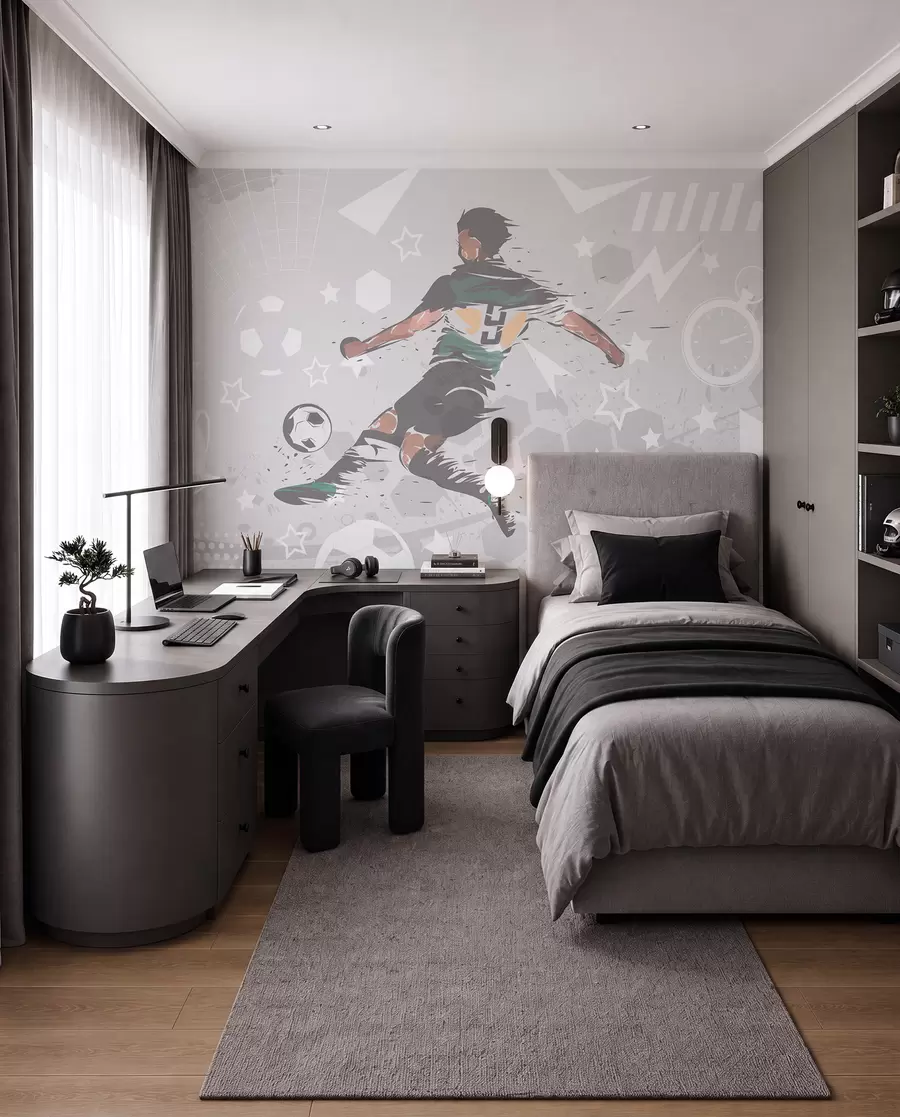 murales de pared Fútbol en tinta verde w04763