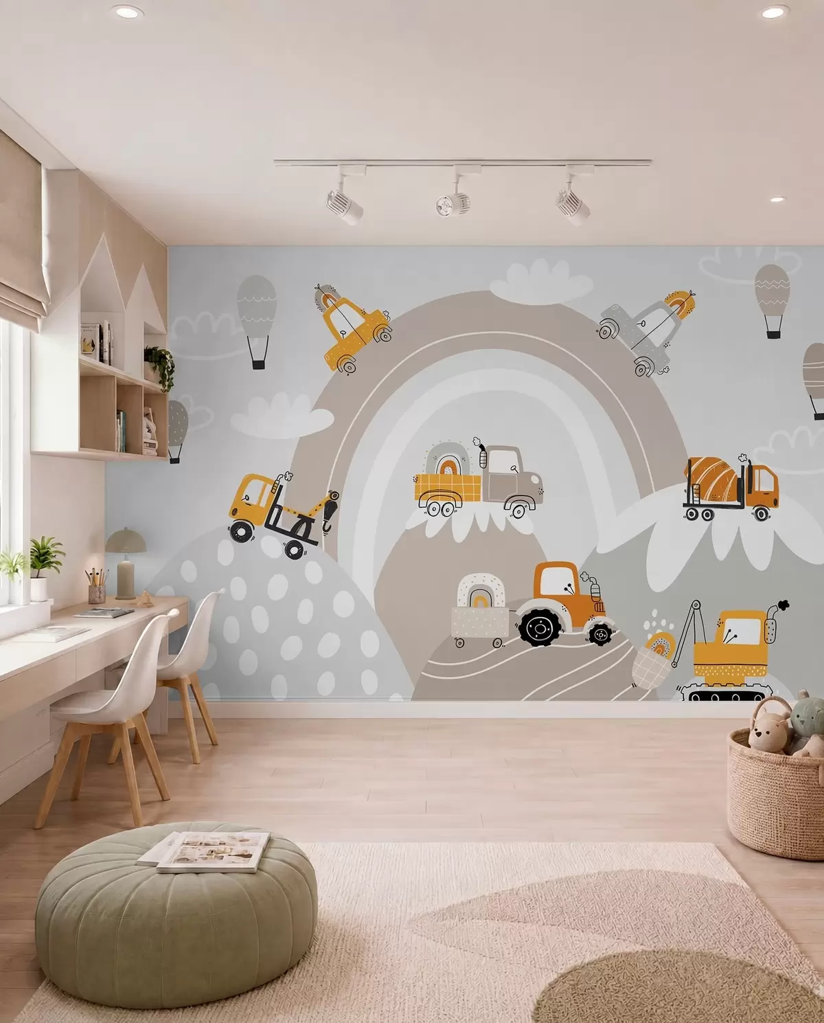 murales de pared Coches y tractores para niños w04765