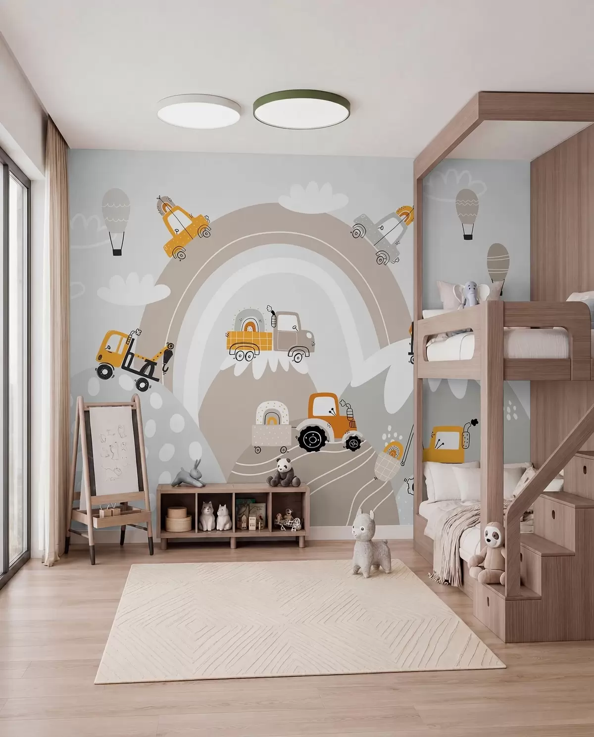murales de pared Coches y tractores para niños w04765