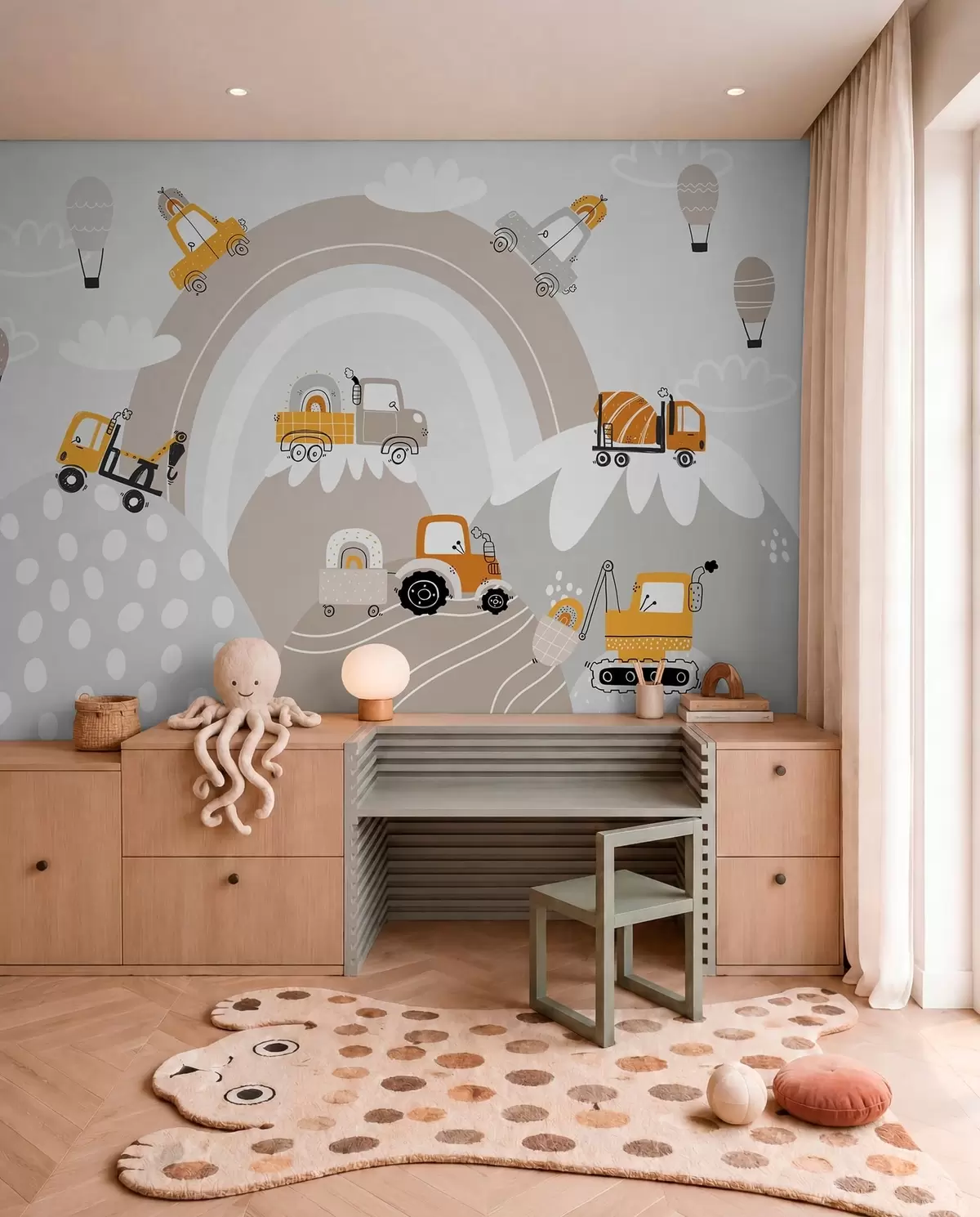 murales de pared Coches y tractores para niños w04765