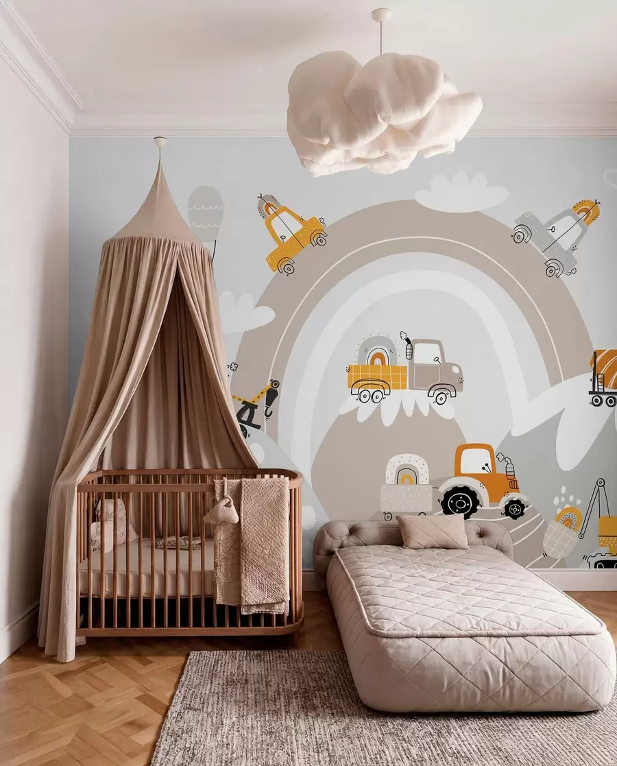murales de pared Coches y tractores para niños w04765