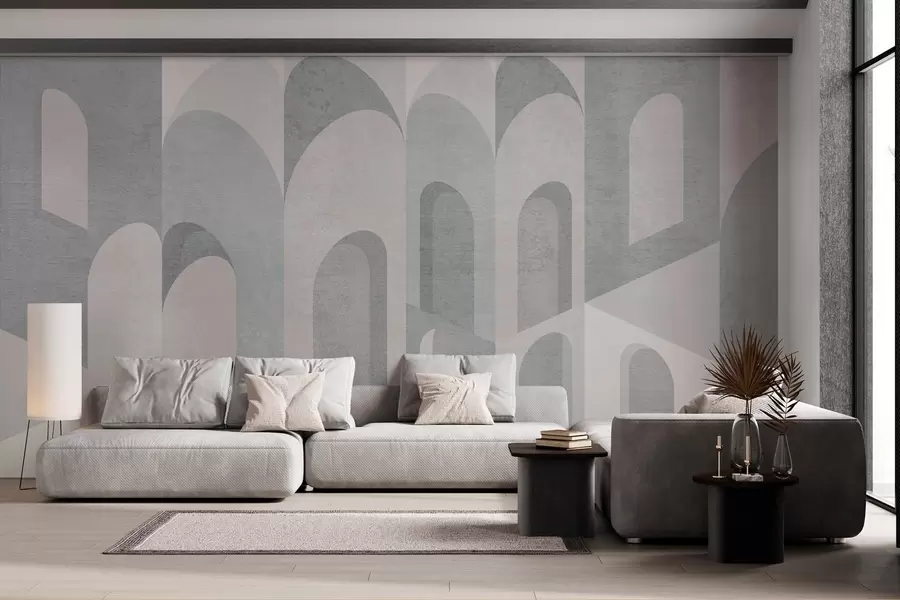 murales de pared metamorfosis urbanas del arco en tonos gris pálido w04812
