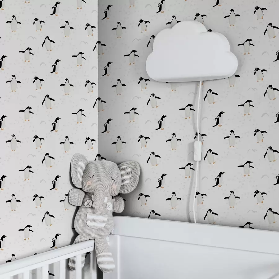 murales de pared Pingüinos sobre fondo blanco con huellas a00655v1