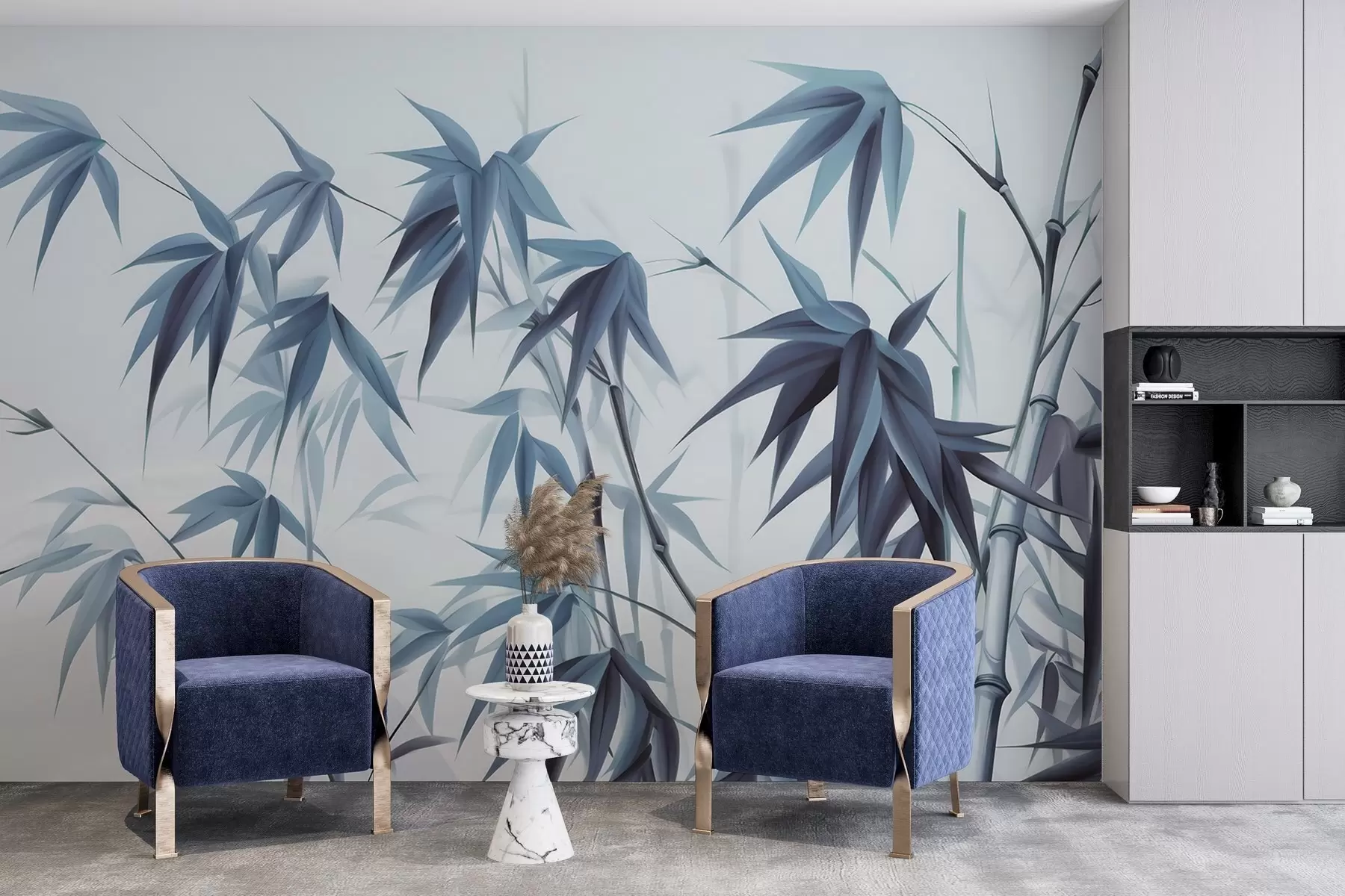 murales de pared Bambú sobre un fondo de acuarela clara w04834v2