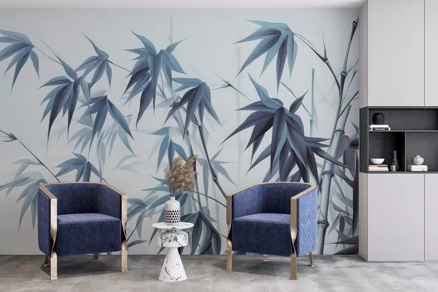 murales de pared Bambú sobre un fondo de acuarela clara w04834v2
