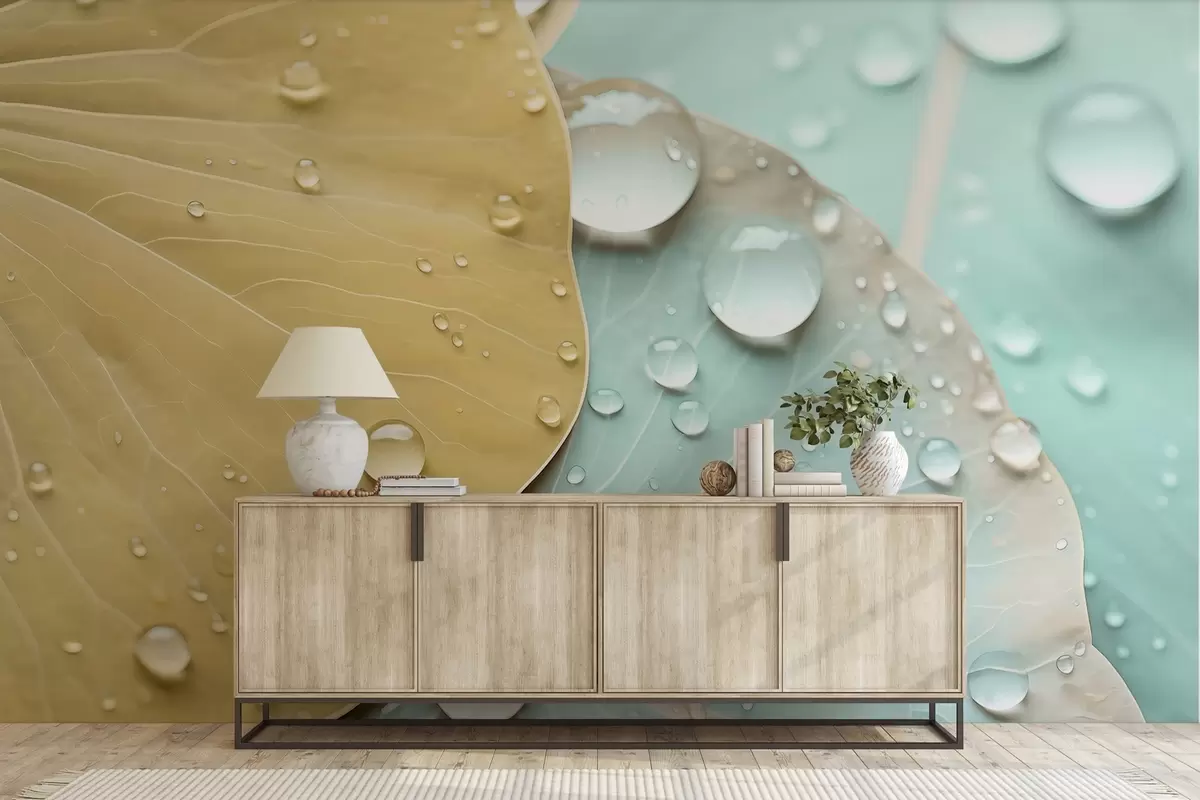 Murales de pared Gotas de agua sobre hojas, acuarela macro w04838v1 murales de pared Gotas de agua sobre hojas, acuarela macro w04838v1