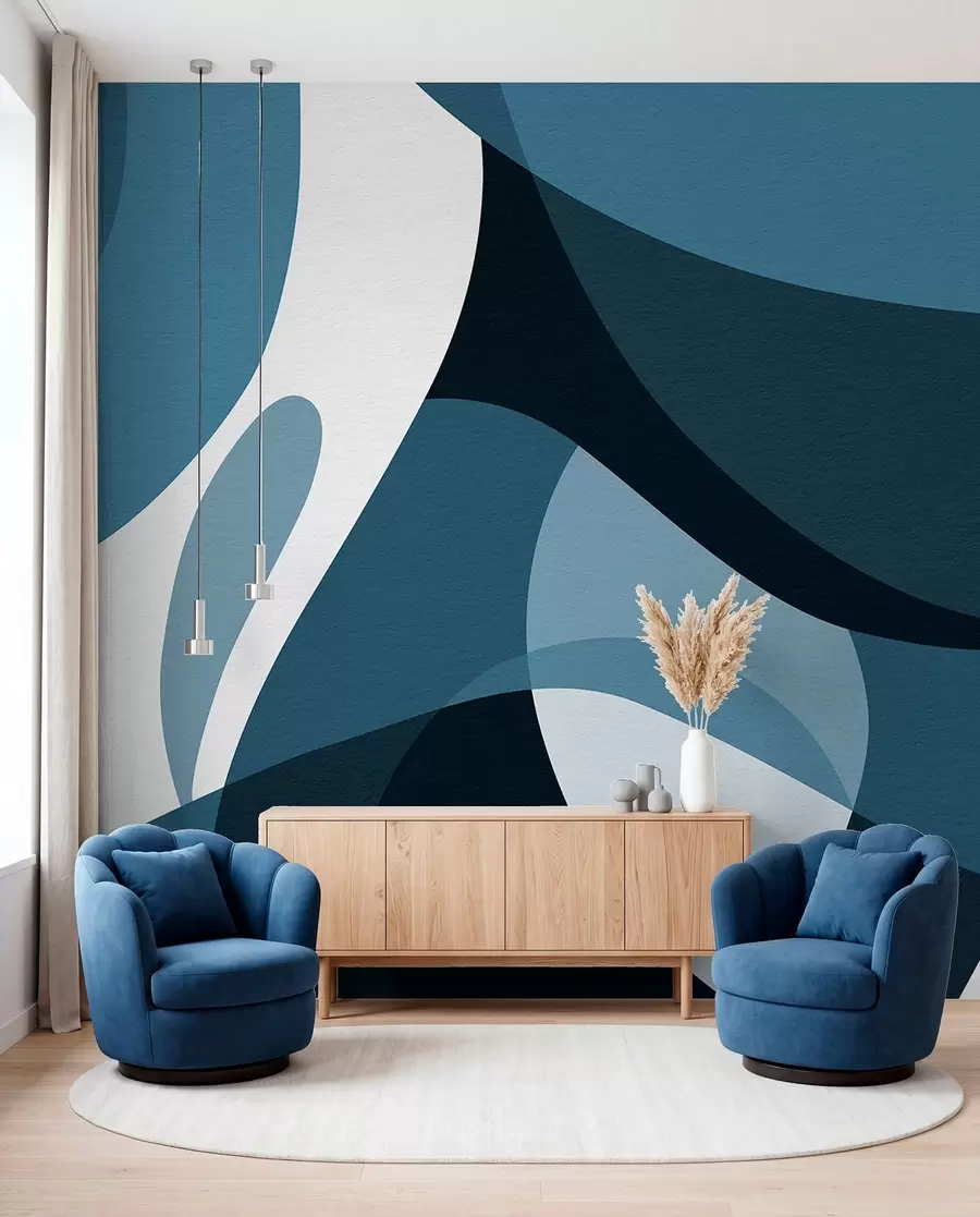 murales de pared Curvas en azul profundo w04843v1