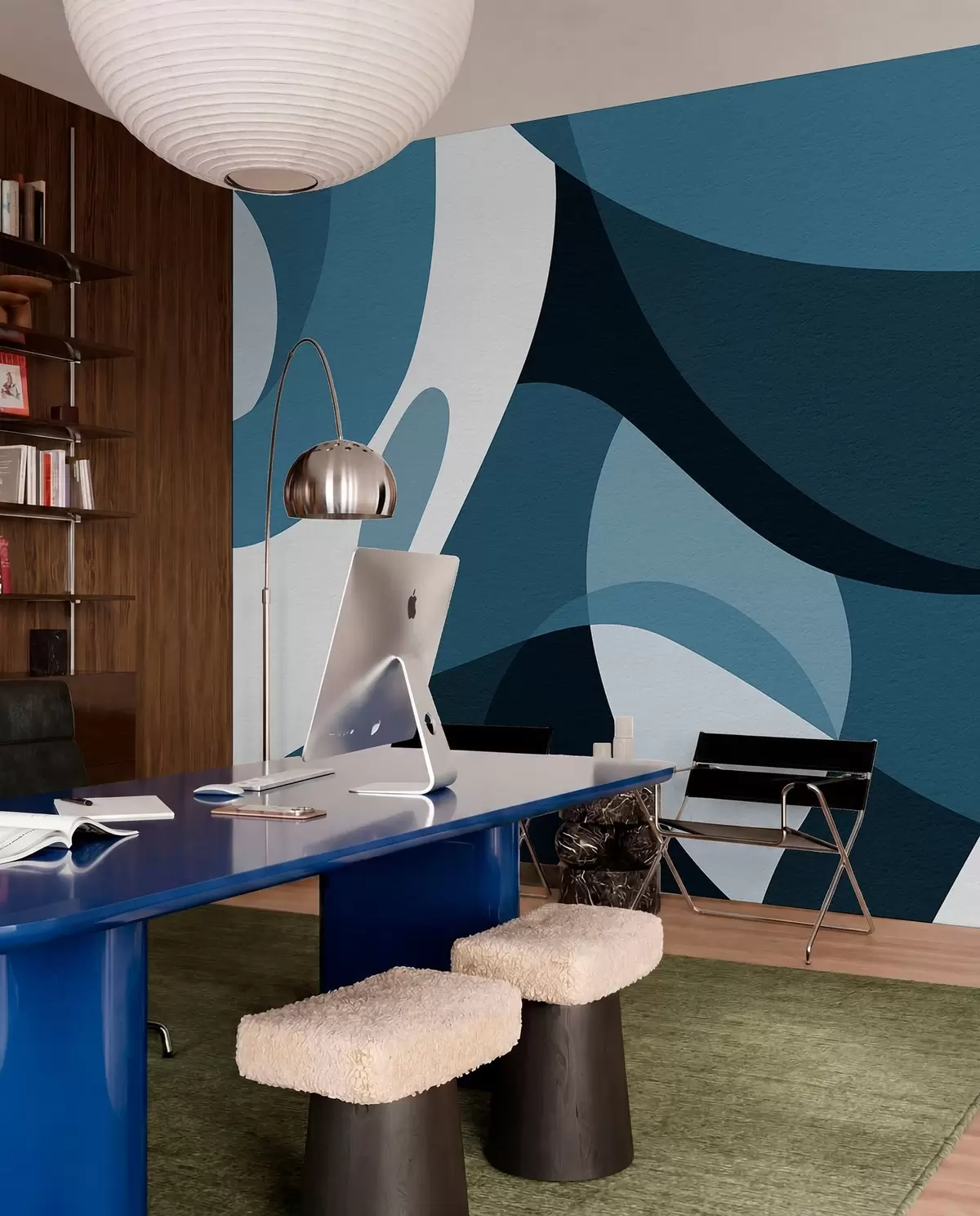 murales de pared Curvas en azul profundo w04843v1