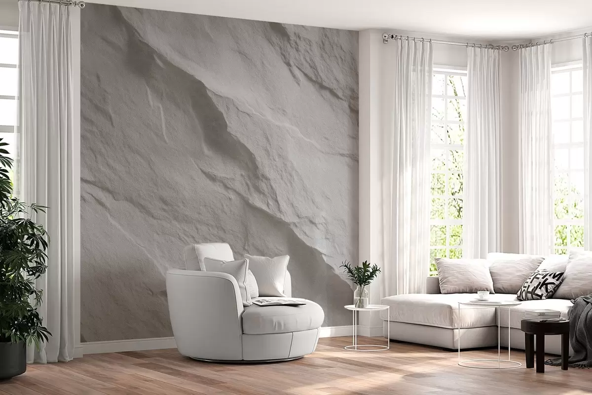 murales de pared imitación de roca blanca en diseño de interiores w04818