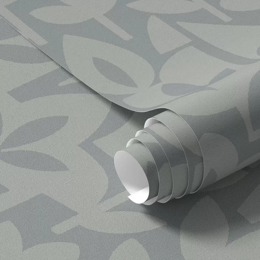 murales de pared Siluetas florales geométricas en azul pizarra a00875