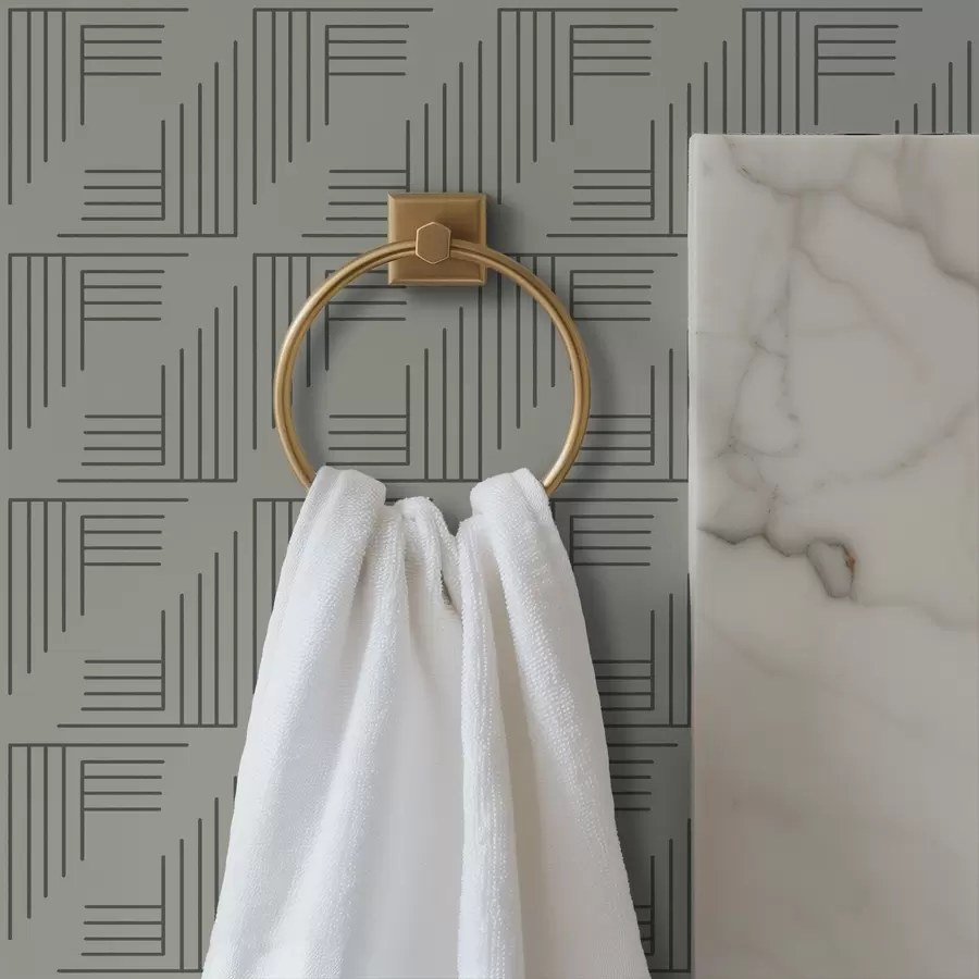 murales de pared Bloques lineales en esquina que forman cuadrados en gris cálido. a00907