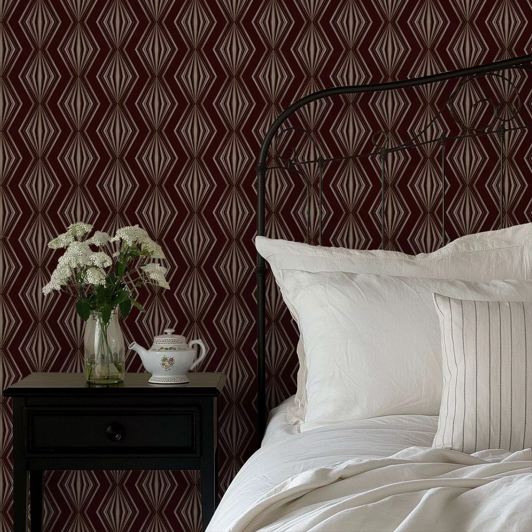 murales de pared Diseño geométrico de diamantes sobre fondo marrón vino a00925v1