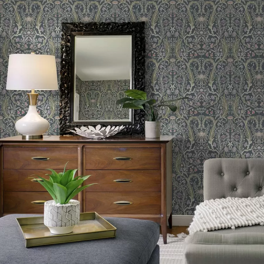 murales de pared El mismo adorno sobre un fondo gris azulado frío. a00928v1