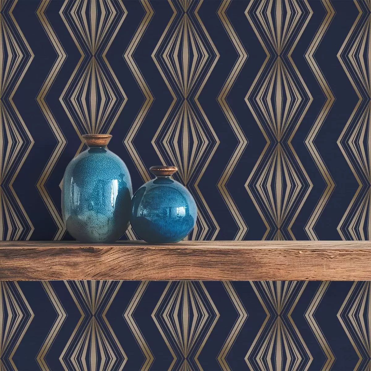 Papel pintado Patrón geométrico de rombos azul oscuro a00973