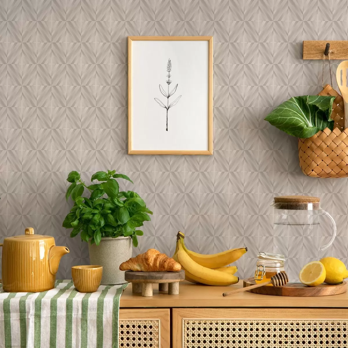 Papel pintado Cuadrados claros con suaves trazos diagonales entrecruzados. a00984