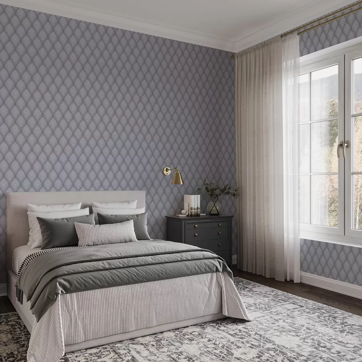 Papel pintado Arcos volumétricos similares a una escala de grises con un suave degradado. a00989