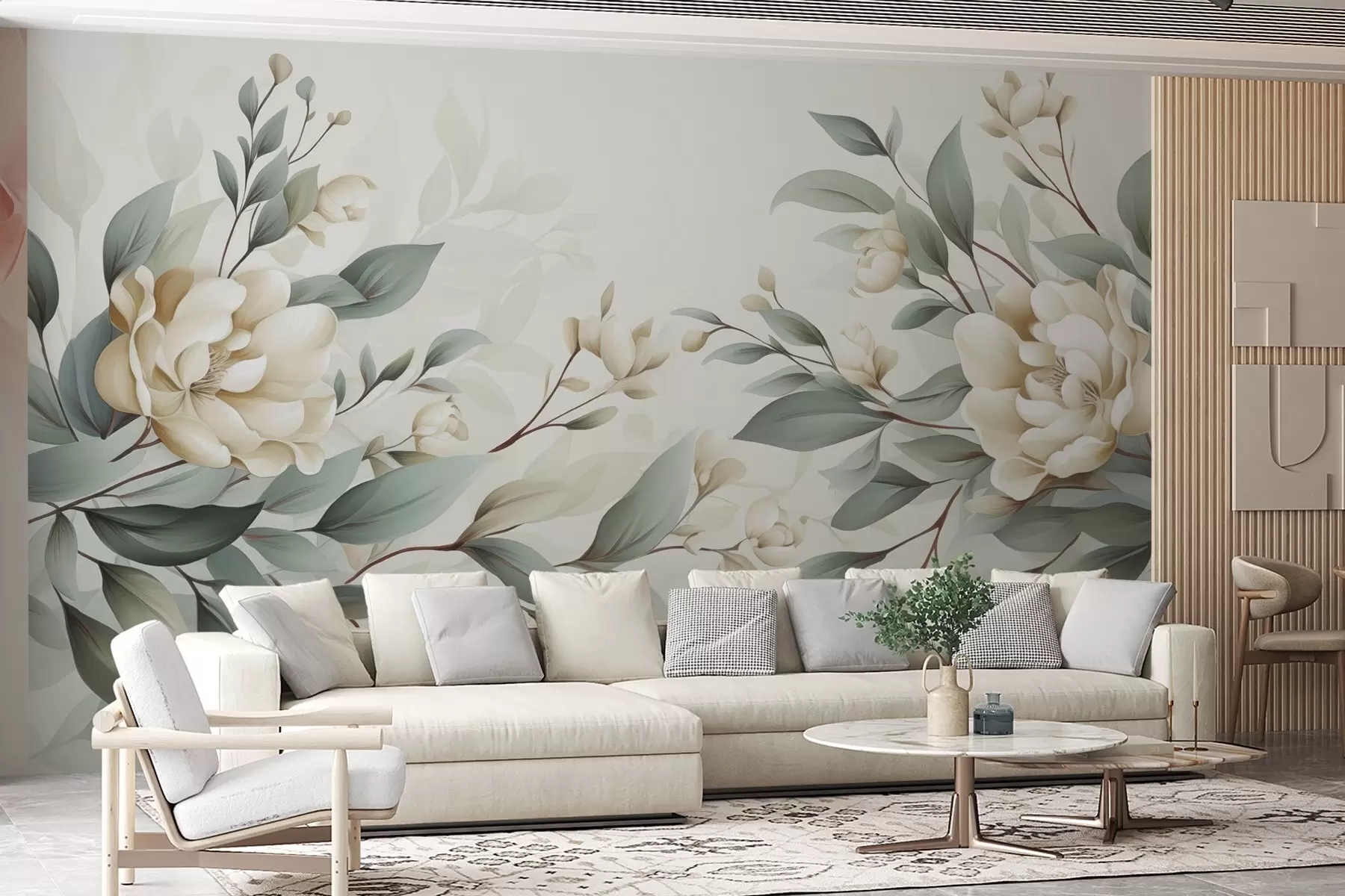 murales de pared Follaje con flores w04976