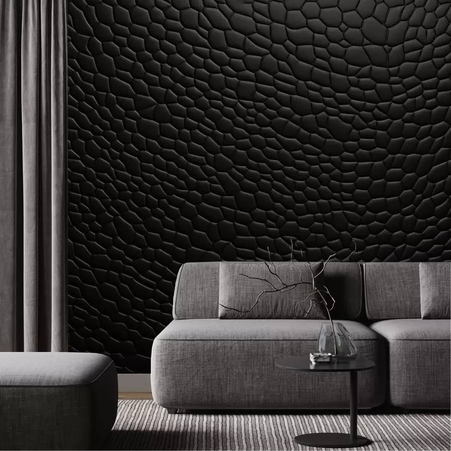 murales de pared Mosaico negro con suave relieve tridimensional. w04955