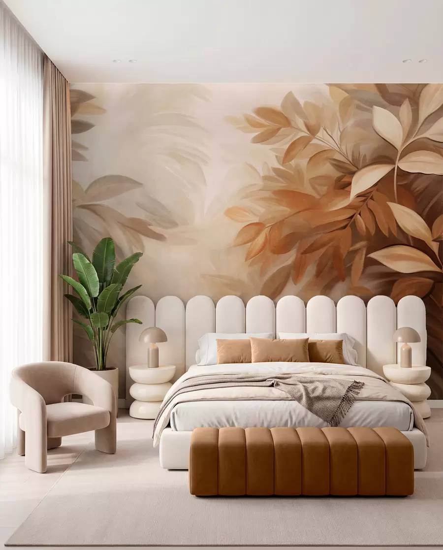 murales de pared Ramas frondosas en marrón w09584