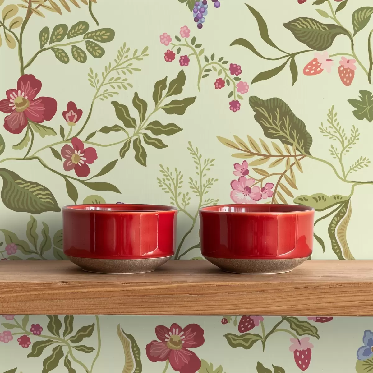 Papel pintado Jardín floreciente con bayas, uvas y flores silvestres. a00961