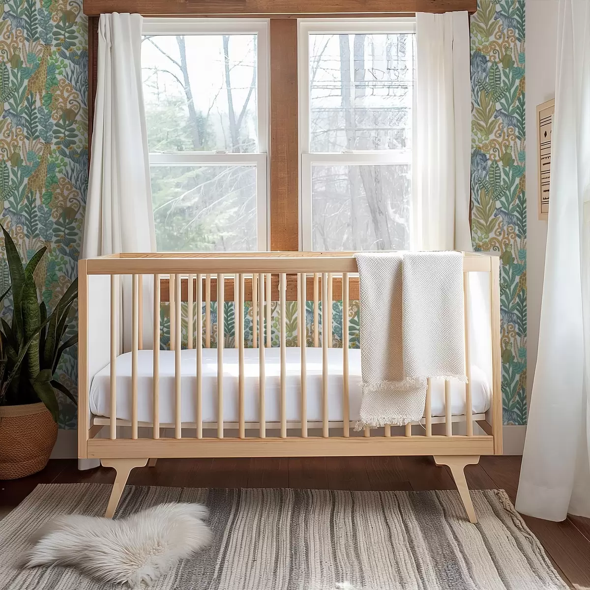 Papel pintado Animales alegres de la sabana entre hojas sobre fondo blanco. a01000