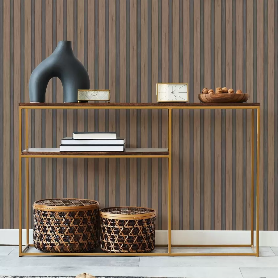 murales de pared Lamas verticales de madera con inserciones oscuras a01054