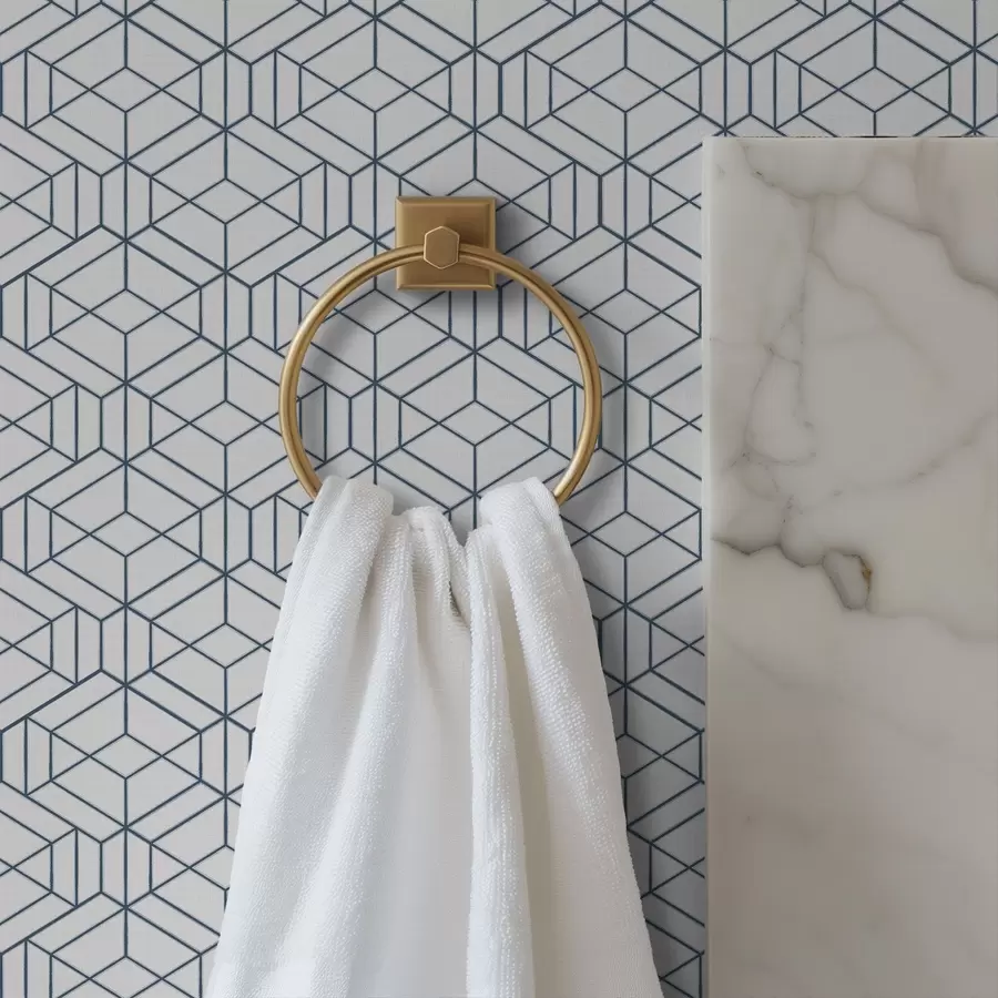 murales de pared Fondo blanco con cubos geométricos tridimensionales azules. a01067