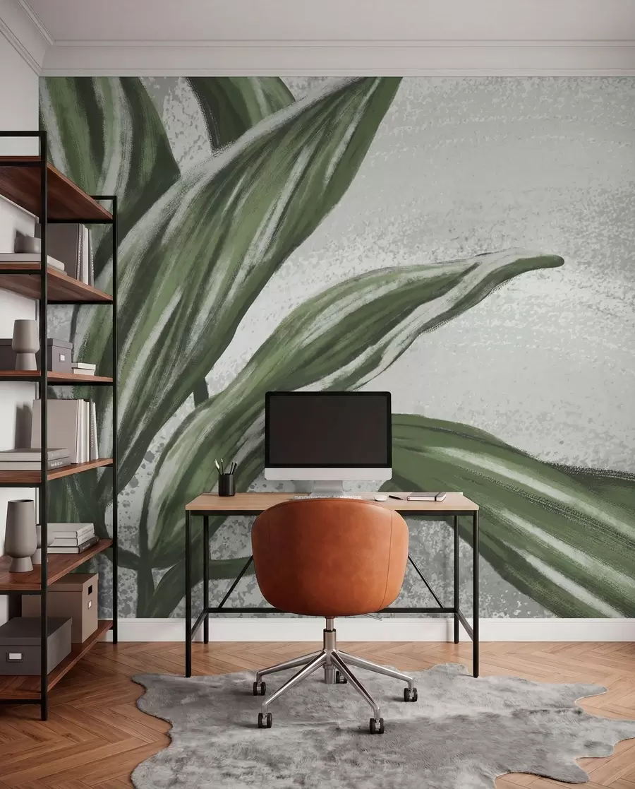 murales de pared Exuberante vegetación sobre un fondo texturizado w01682