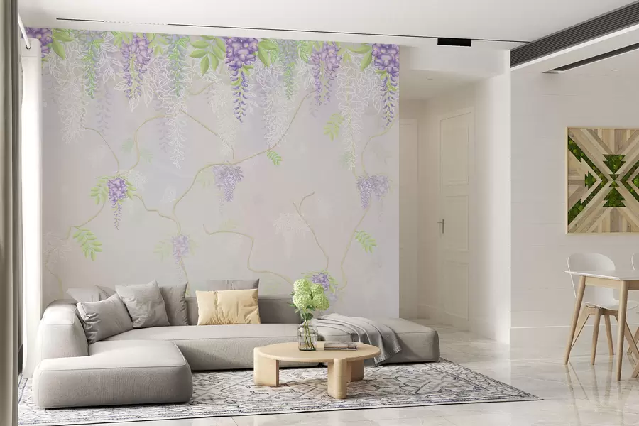 murales de pared Elegante diseño floral en tonos pastel. w01685