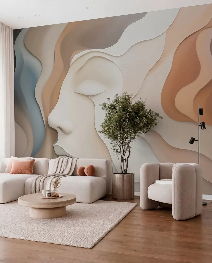 murales de pared Rostros de contornos fluidos w04869