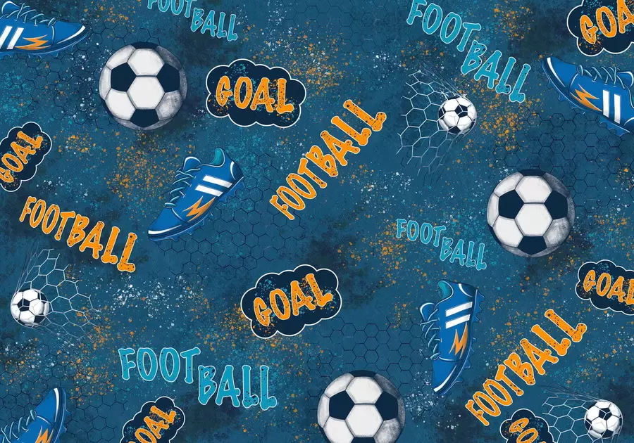 murales de pared Diseño infantil con pelotas, zapatillas y palabras deportivas. w05037