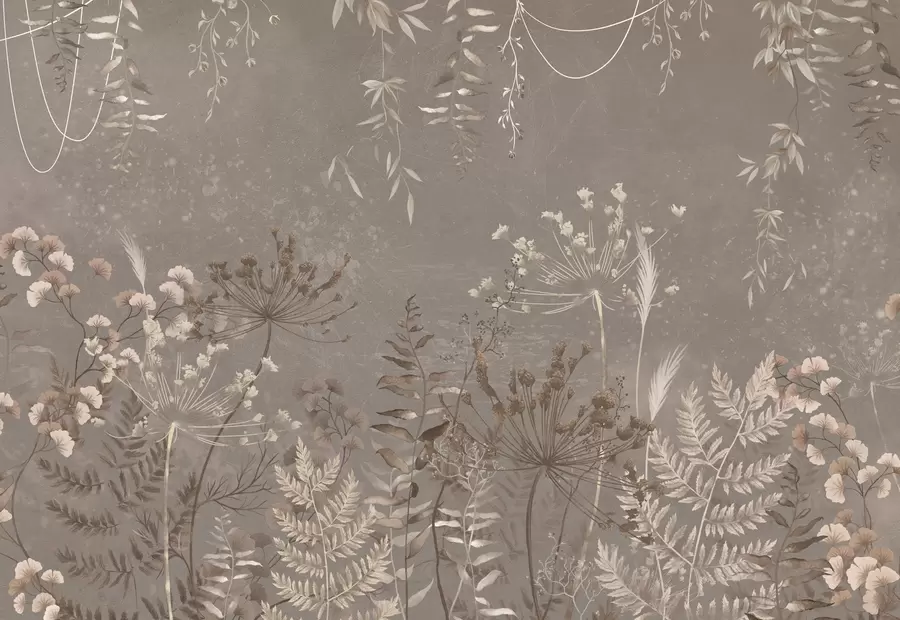 murales de pared Diseño botánico ligero con flores y hojas. w05092v1