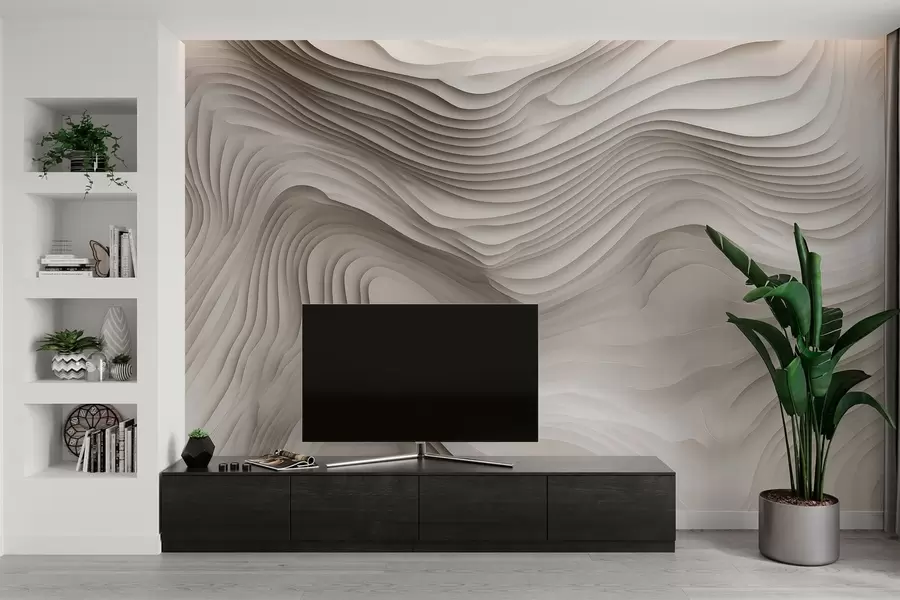 murales de pared imitación de voluminosos relieves escalonados en tonos beige w05061v1