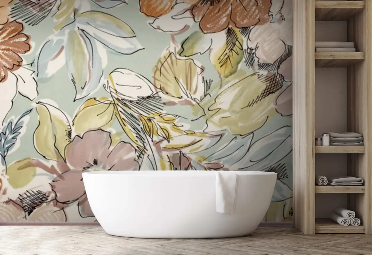 murales de pared Pintar flores con follaje u71531