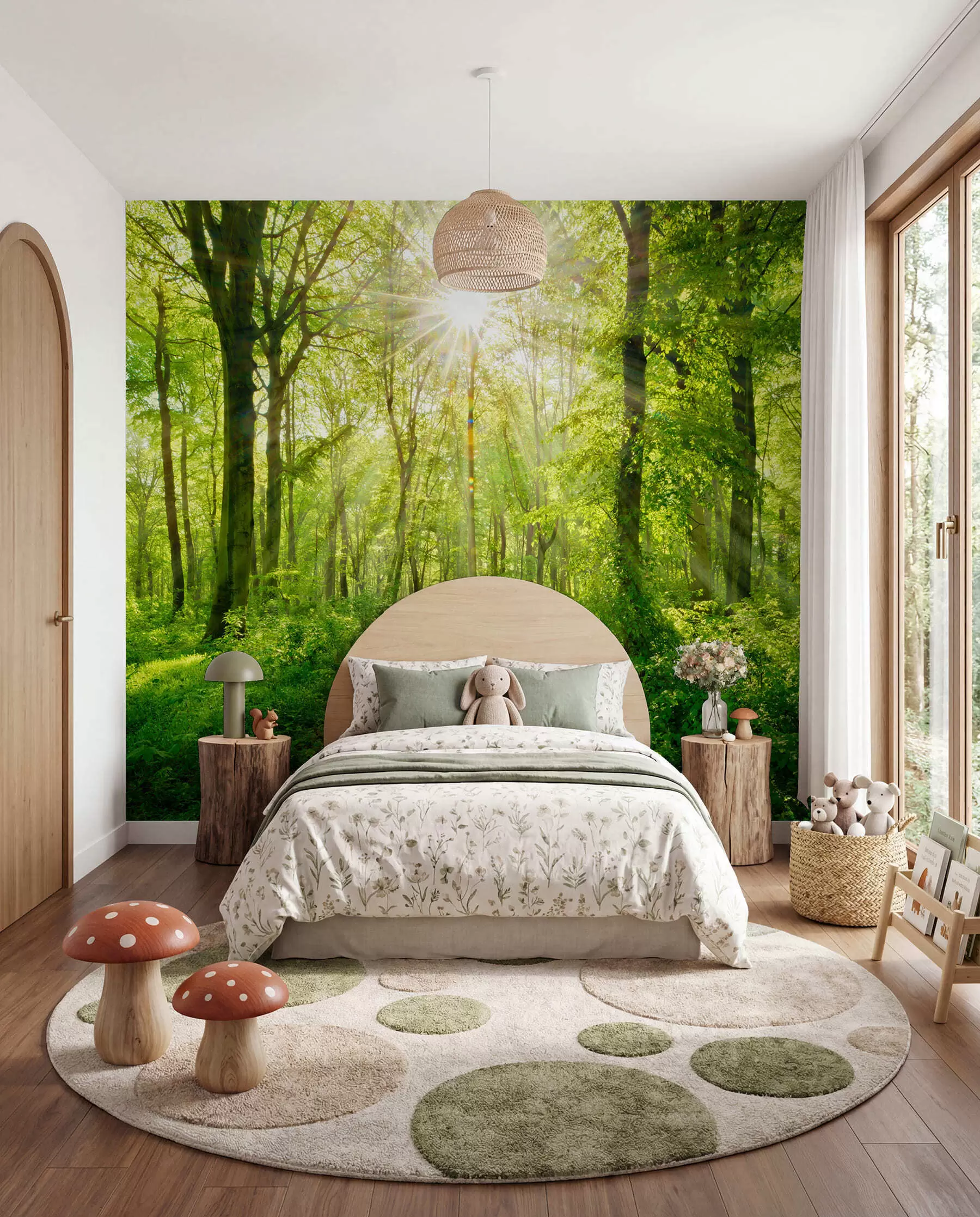 murales de pared Sendero bajo ramas verdes u22252